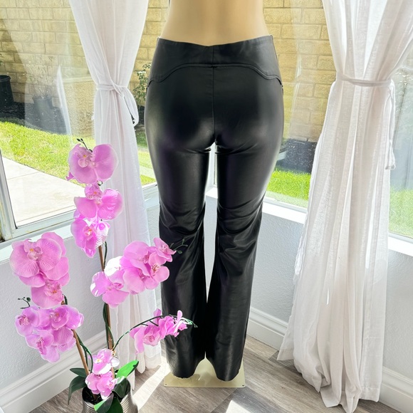 I.AM.GIA Black Pants Women's M Faux Leather Wide Leg Trousers Flare - Picture 3 of 6